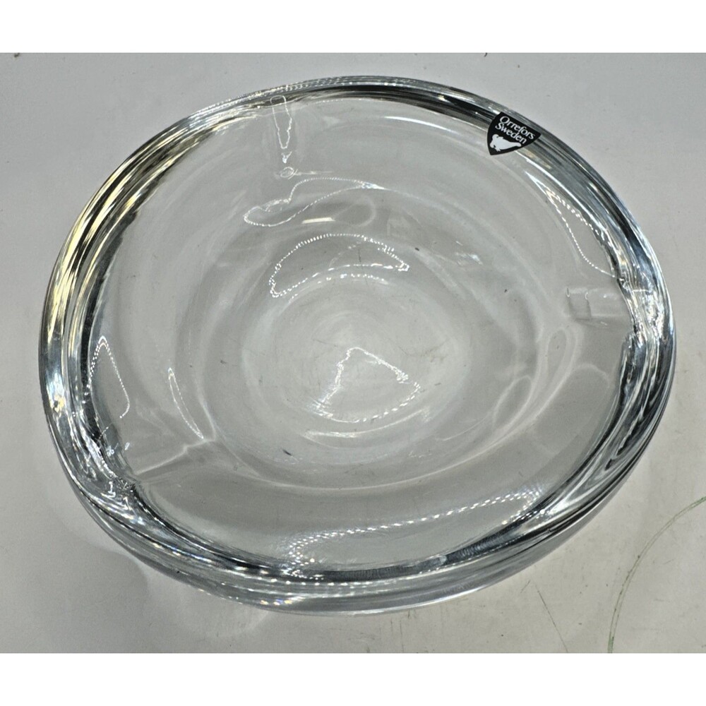 Orrefors Crystal Octagonal Clear Glass Heavy Thick Dish Bowl Ashtray Sweden VTG